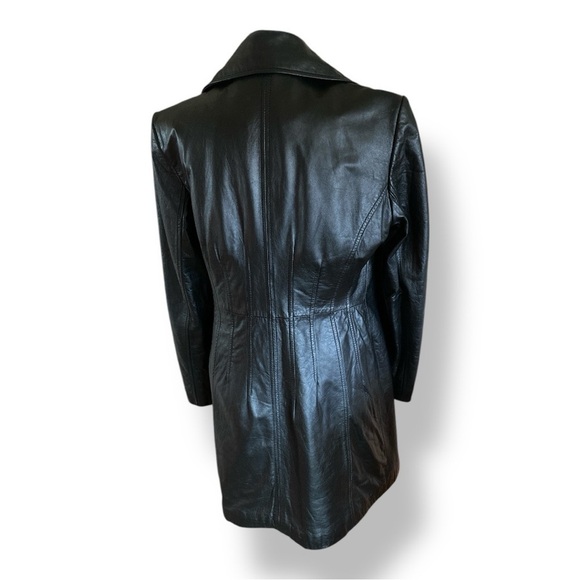 Wilson’s Vintage Leather Trench Coat Black Thinsulate Insulation Large L… - Picture 6 of 16